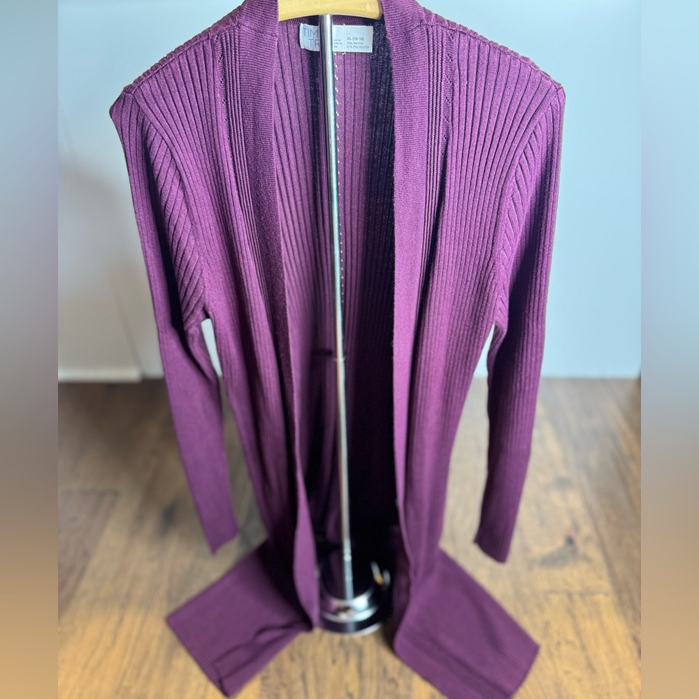 Time and Tru Plum Ribbed Cardigan